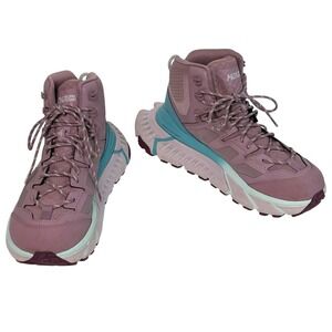 HOKA One‎ One TenNine GTX Womens Hiking Boots Trail Vibram Lug Mauve Teal 9.5